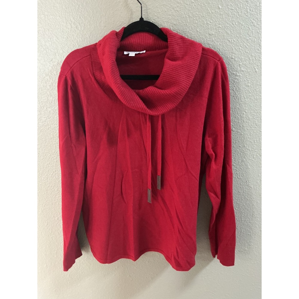 Chico's Cowl Neck Sweater Womens 2 L Red Excellent Casual Knit Top